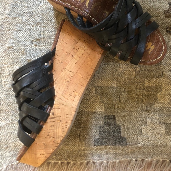 Sam Edelman Devon Leather Woven Wedge Sandals - Black - Picture 4 of 4